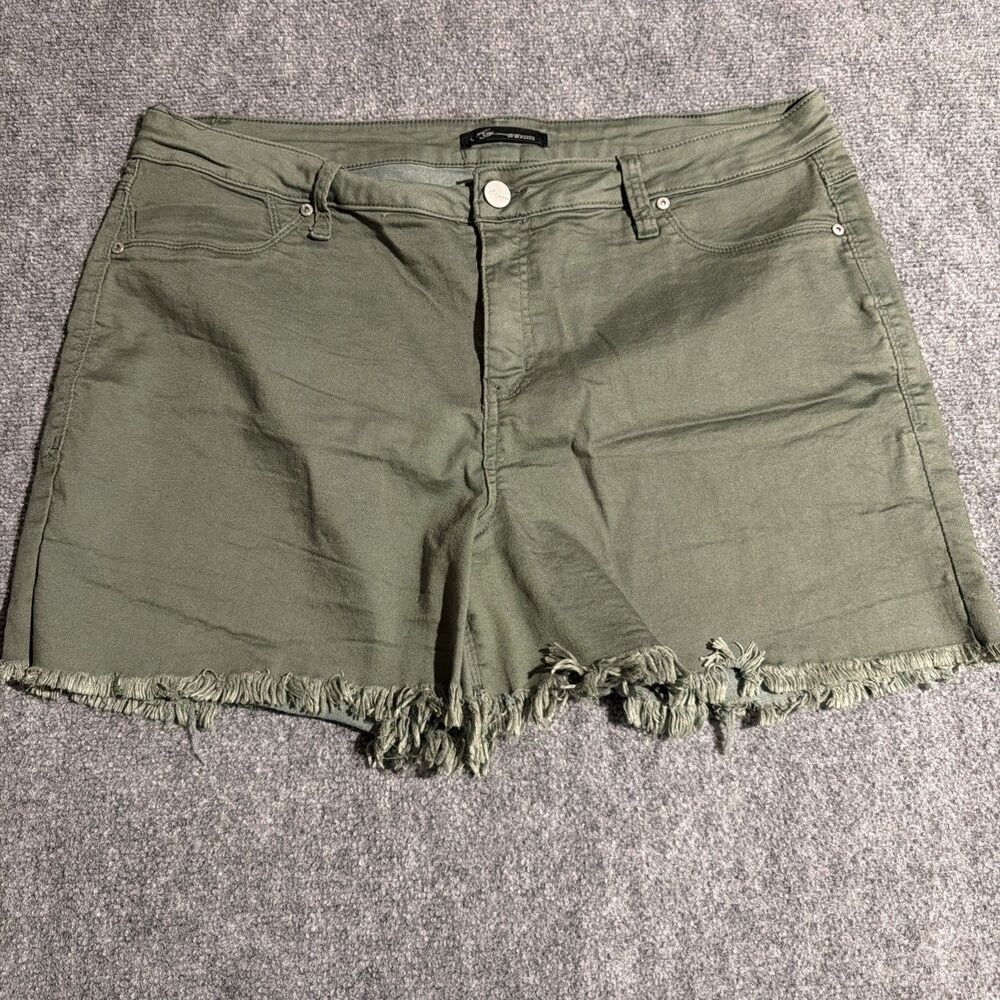 AG Denim Shorts Womens Size 20W Green Stretchy Cutoffs Rear Pockets Summer